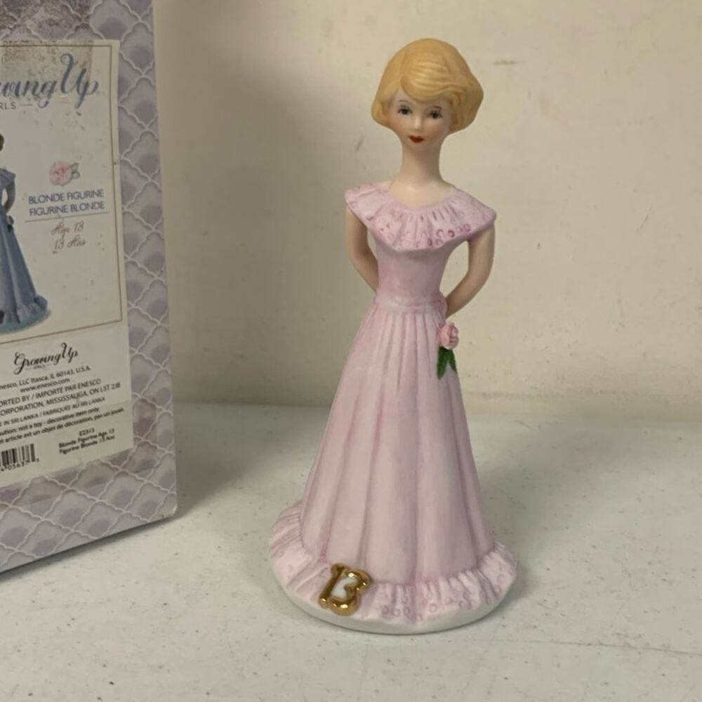 Enesco Growing Up Girls Blonde Age 13 Porcelain Figurine, 6.5" Tall